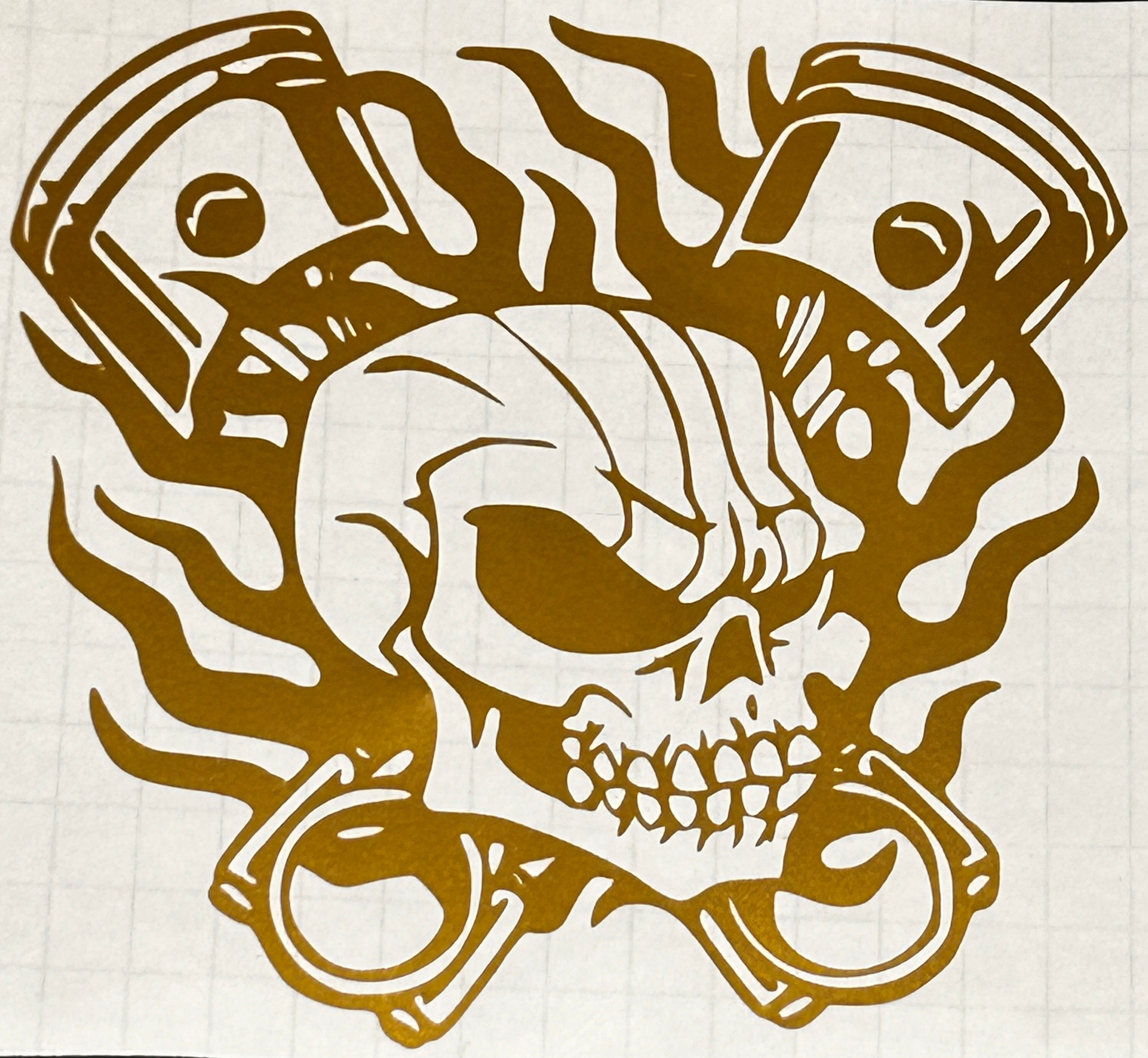 Motorcycle Hot Rod Engine Skull Sticker
