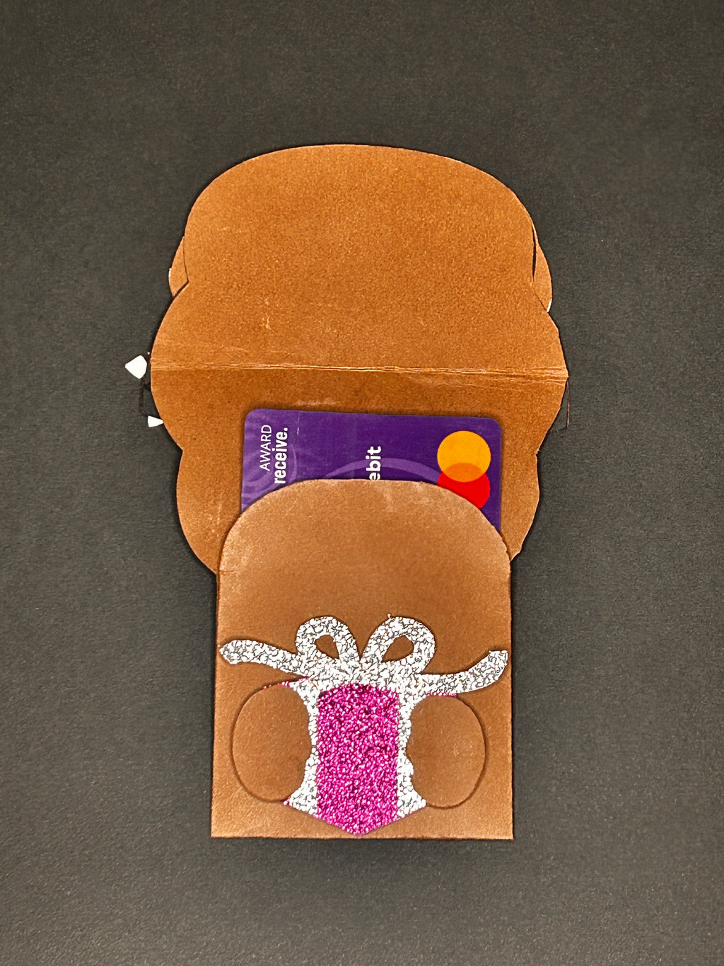Adorable Winter Cat Gift Card Holder (Pink Glitter Hat)