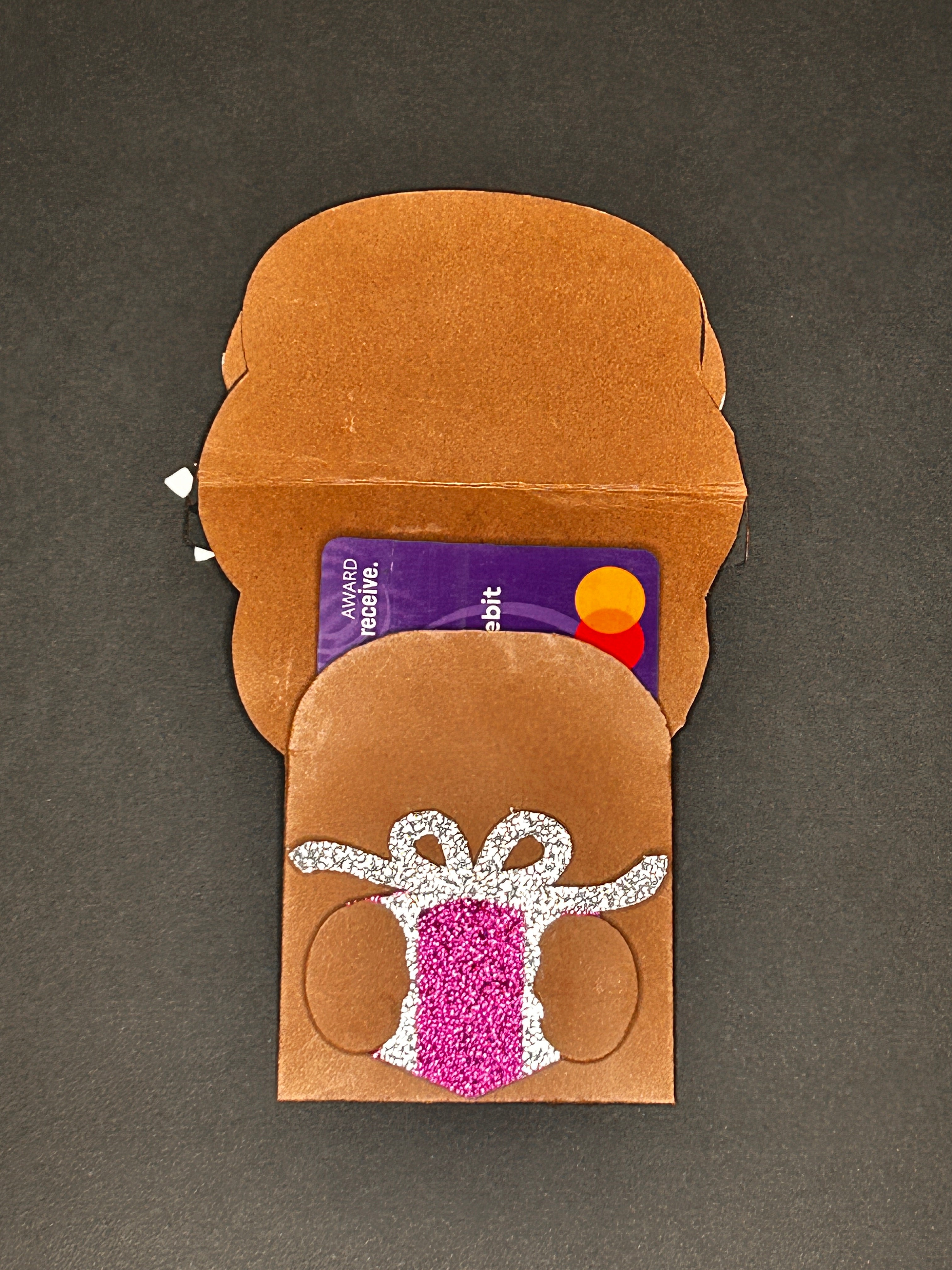 Adorable Winter Cat Gift Card Holder (Pink Glitter Hat)