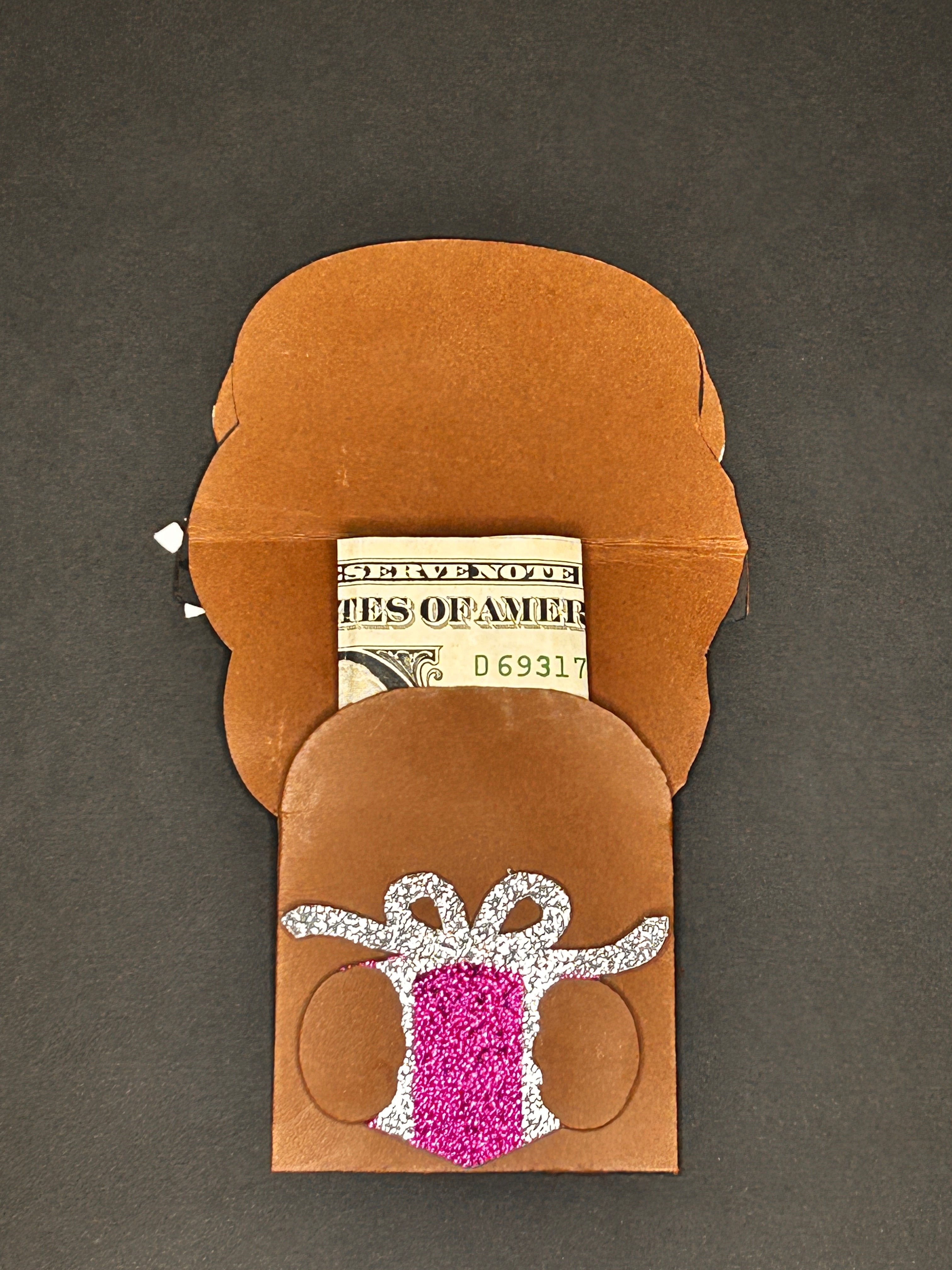 Adorable Winter Cat Gift Card Holder (Pink Glitter Hat)