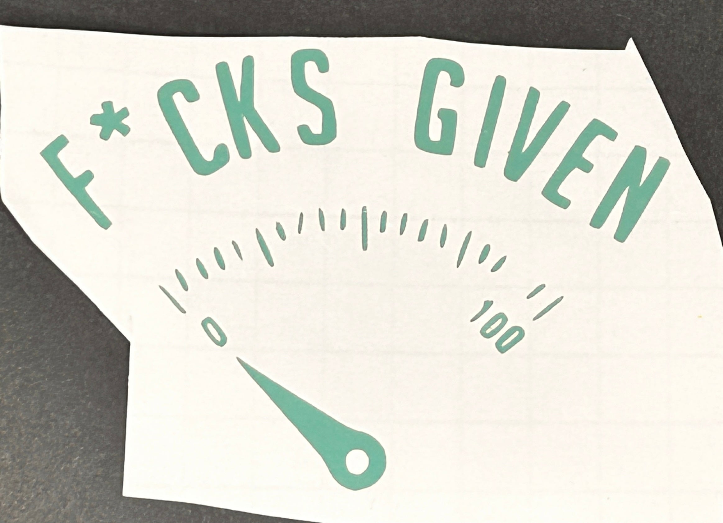 F*cks Given Gauge Car Decal - Zero Fun Meter Sticker