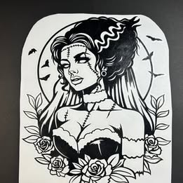 Bride of Frankenstein Vinyl Sticker – Gothic Horror Pin-Up Decal